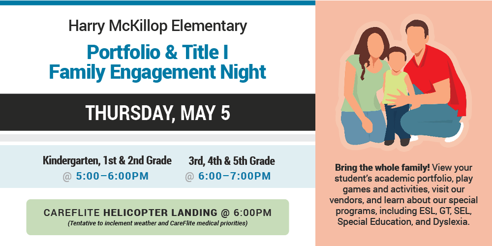 a banner graphic advertising Portfolio & Title I Family Engagement Night