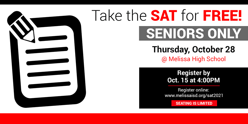 a graphic with information about a free SAT opportunity for seniors
