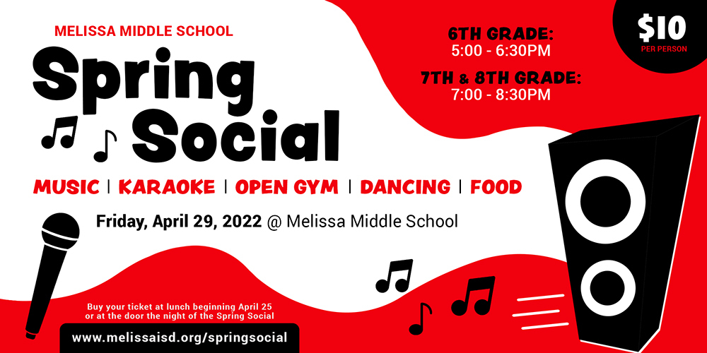 a banner graphic advertising the Spring Social Friday, April 29