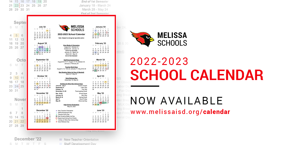 2022 2023 Melissa ISD School Calendar Now Available Melissa Schools