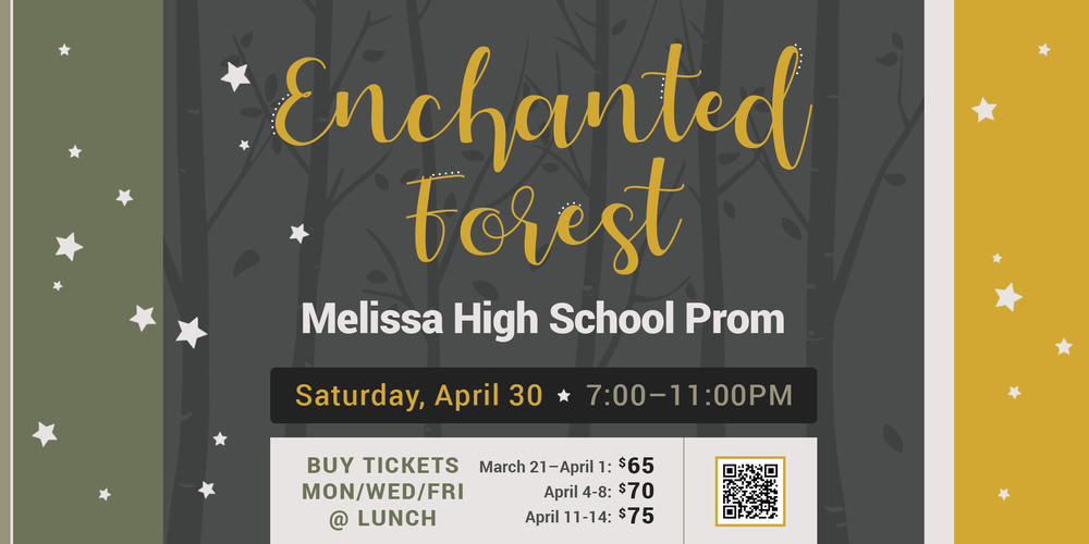 a graphic advertising the Melissa High School 2022 Junior/Senior Prom