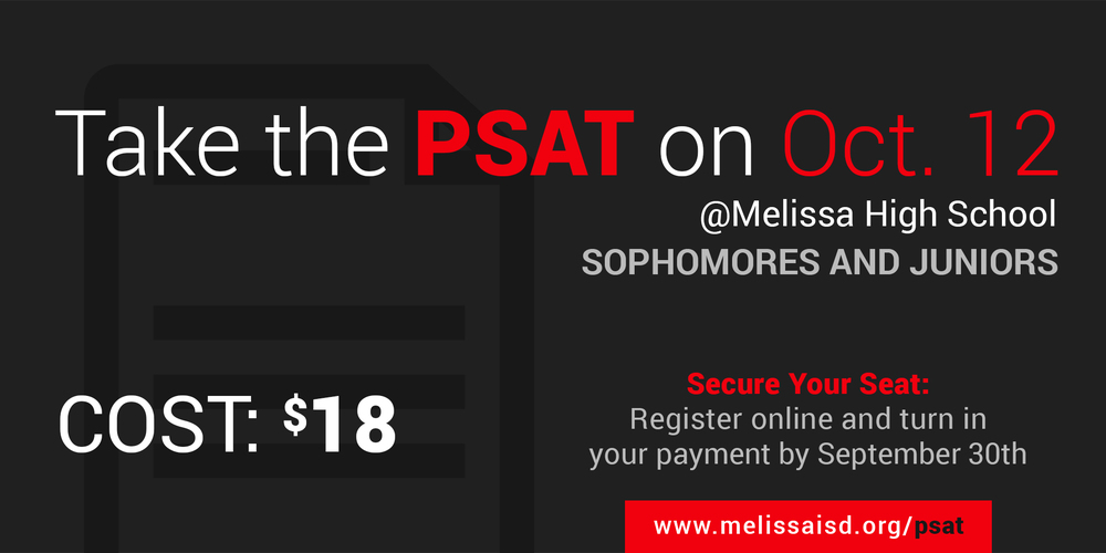 A graphic image advertising the on-campus PSAT on Oct. 12