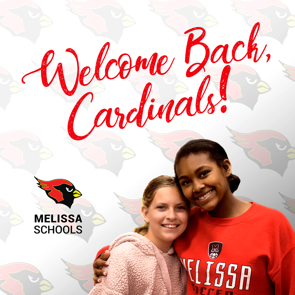 a photo of two students smiling with the text: "Welcome Back, Cardinals!"