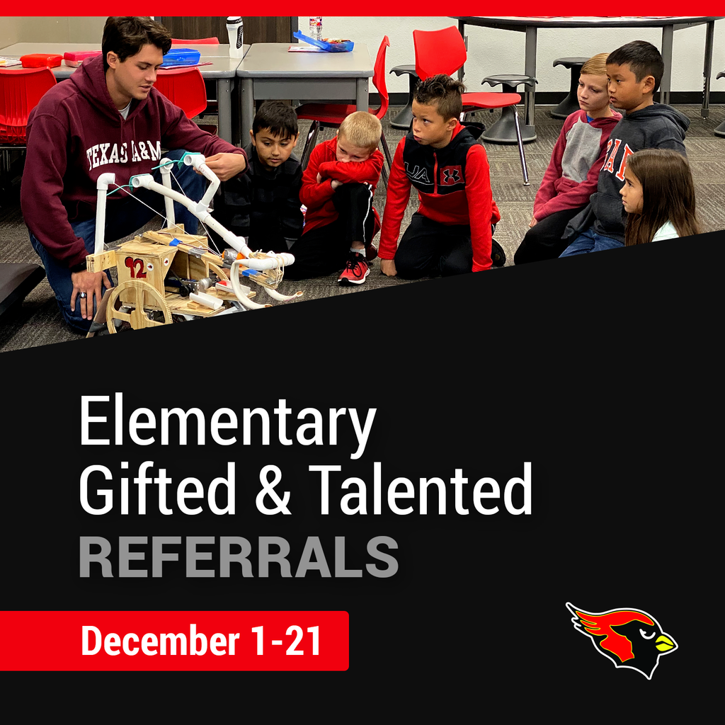 a graphic advertising the referral period for the Melissa ISD elementary GT program