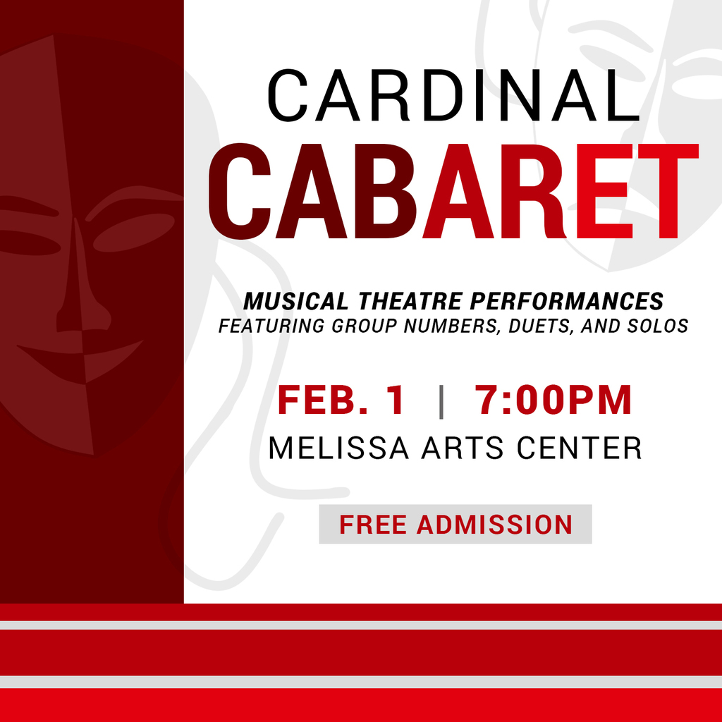 a graphic image advertising the Cardinal Cabaret Feb. 1