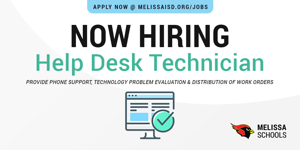 a graphic image advertising a new job opening for a help desk technician
