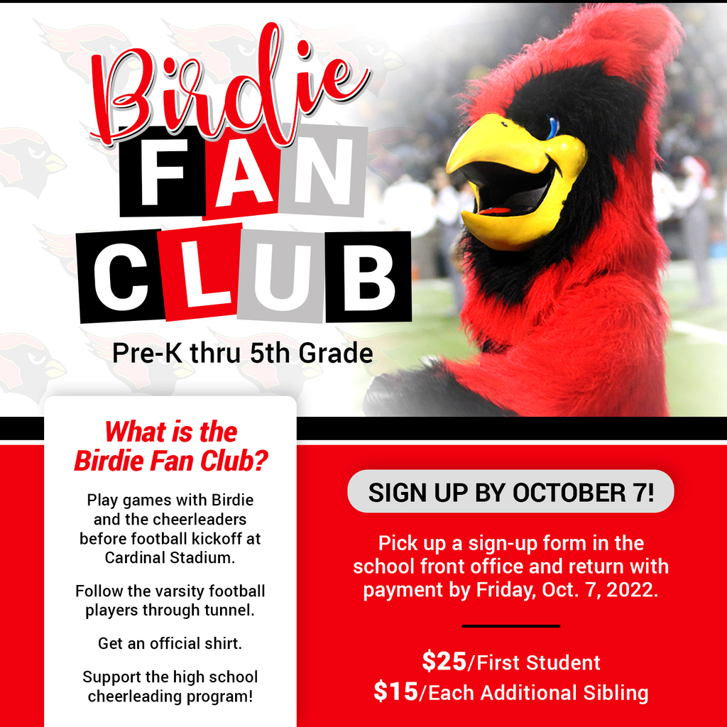 a graphic with information about the Birdie Fan Club