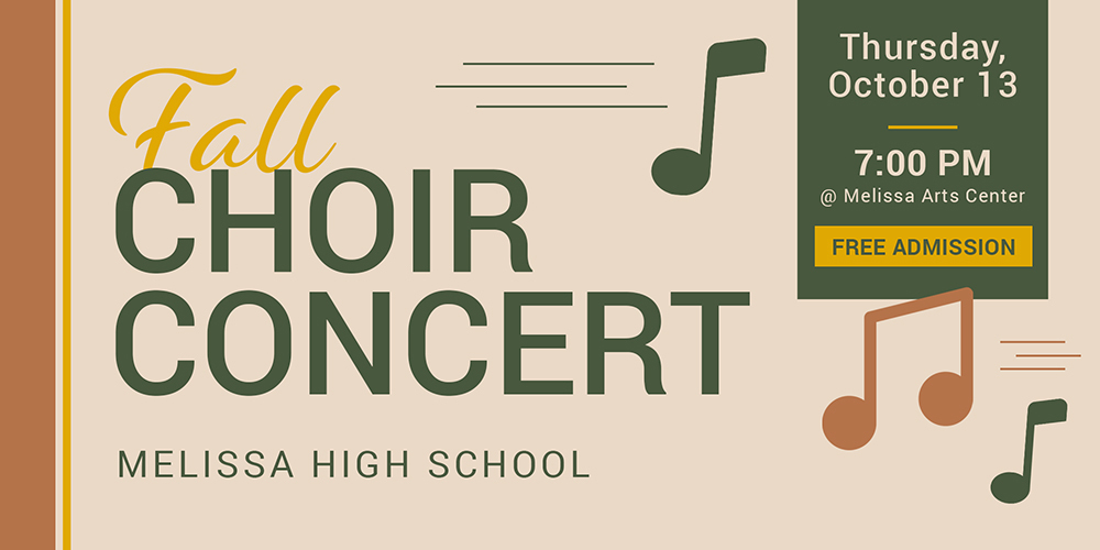 a graphic image advertising the Melissa High School Fall Choir Concert