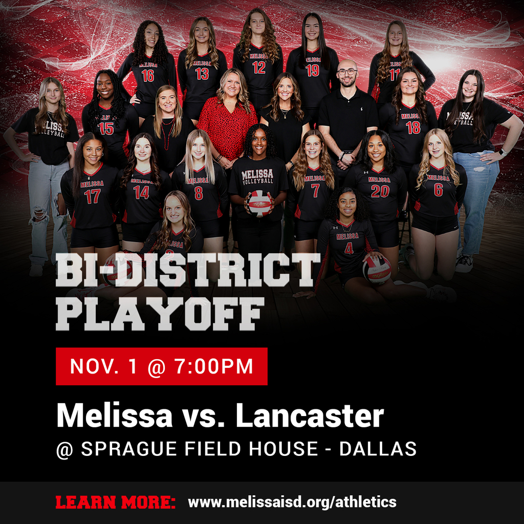 a graphic image advertising the volleyball bi-district playoff game