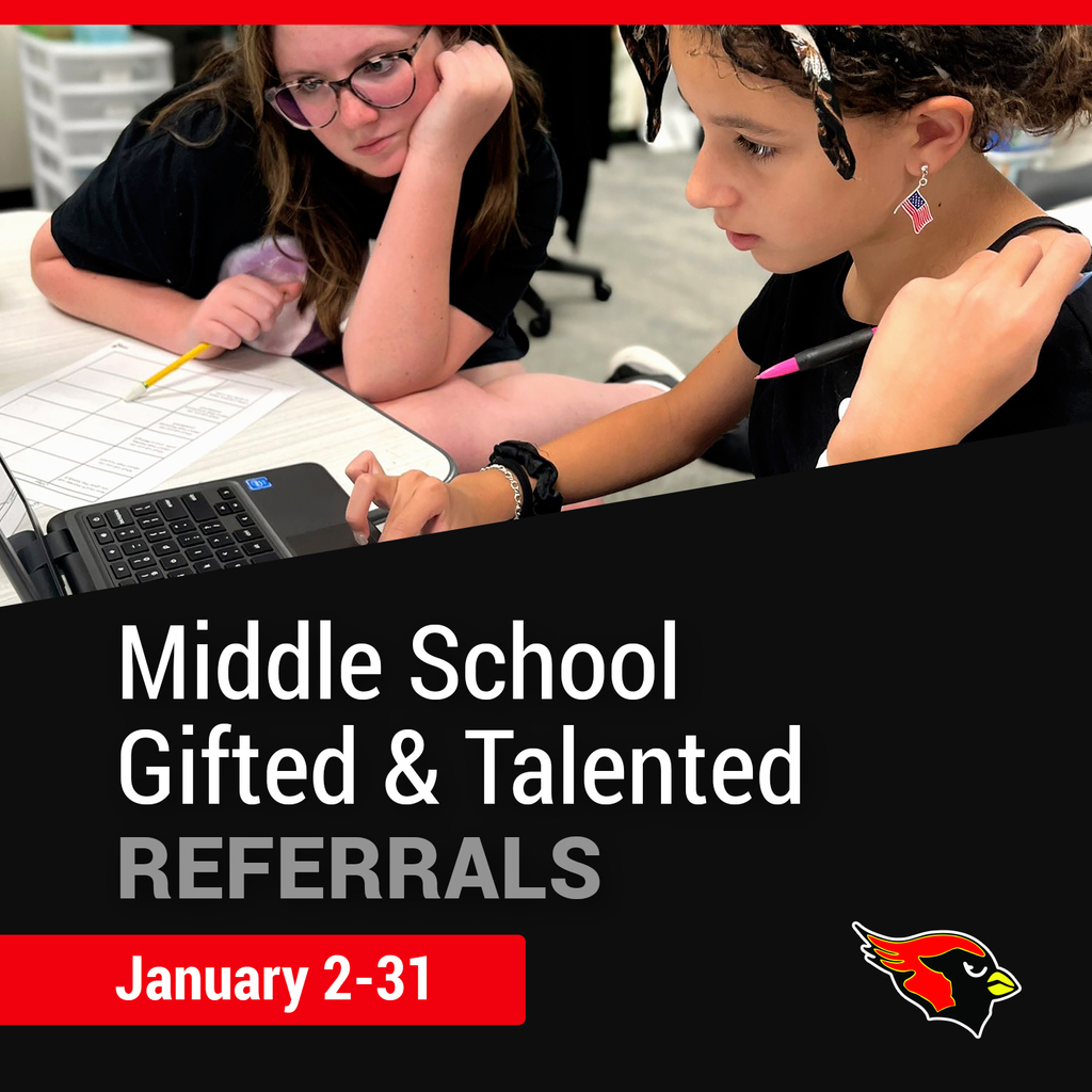 a graphic image advertising the middle school GT referral through Jan 31