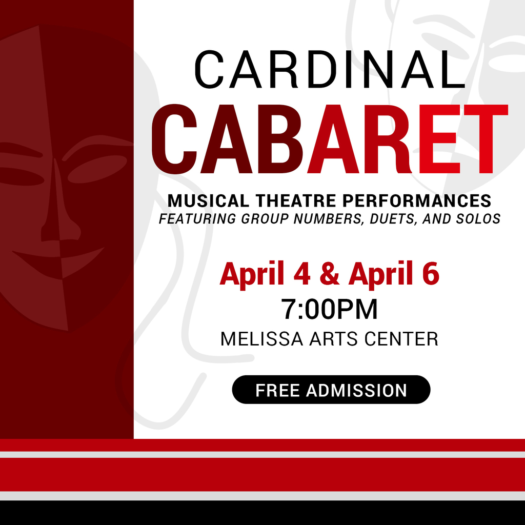 a graphic image advertising the Cardinal Cabaret April 4 and April 6